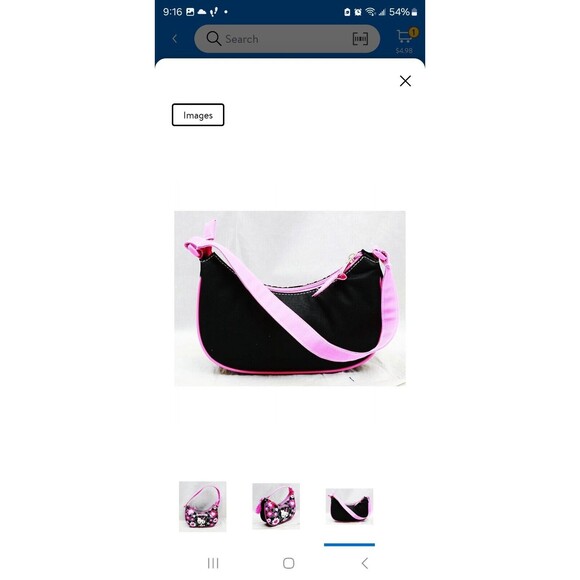 RARE Sanrio Mini Hello Kitty Handbag 2014 Black With Pink Flowers EUC 🌸 - Picture 3 of 6